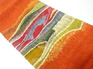 リサイクル　手織り真綿紬抽象模様織出し名古屋帯